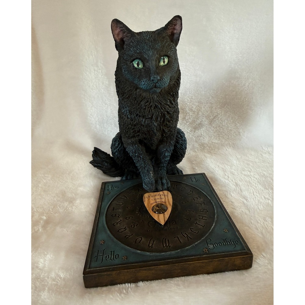 Veronese Design His Masters Voice Black Cat Ouija Spirit Board Statue Figurine
